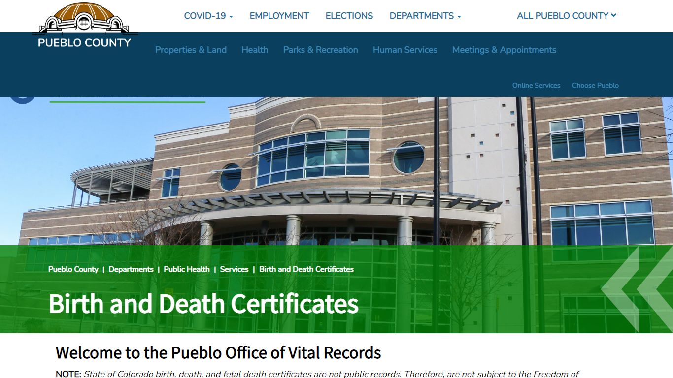 Birth and Death Certificates | Pueblo County